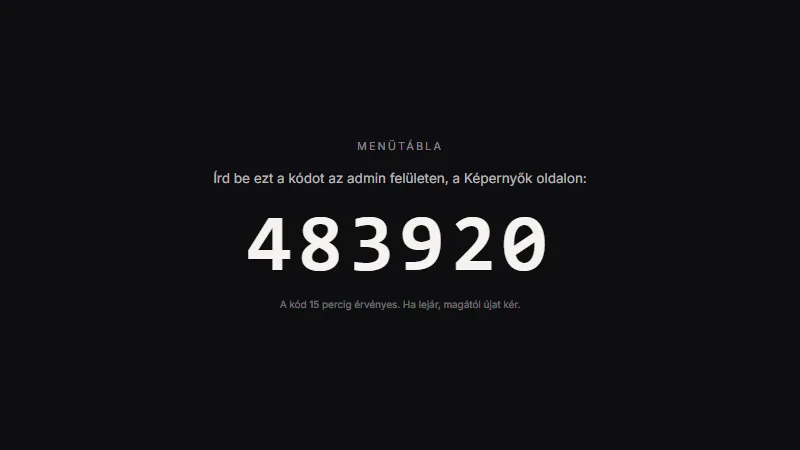A TV párosító képernyője egy nagy, hatjegyű kóddal